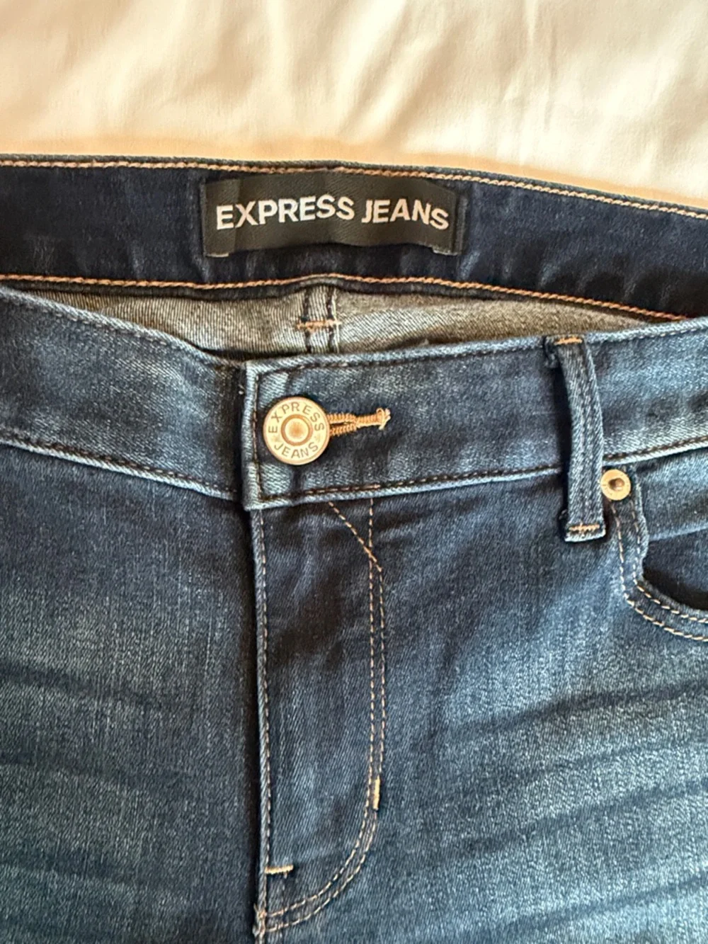 Express Dark Blue Women's Jeans - Classic Stretch Denim - Picture 2 of 5